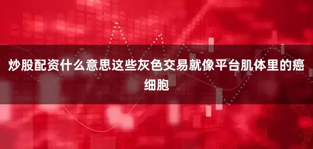 炒股配资什么意思这些灰色交易就像平台肌体里的癌细胞